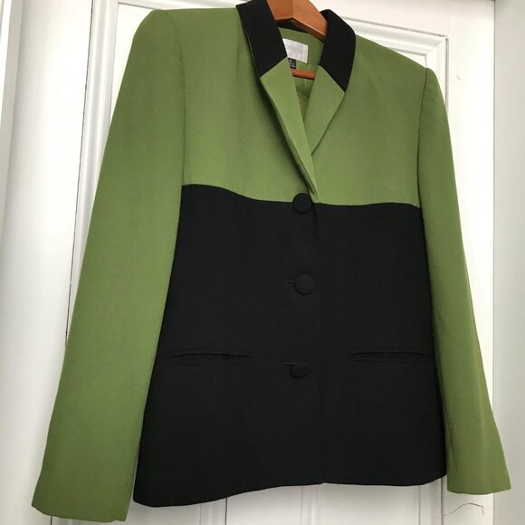 Preston & York Blazer Women’s Size 6 Green & Black Solid Open Front Sleeves - Picture 7 of 9